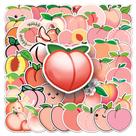 Pacote de adesivos com tema de pêssego, 50 peças de decalques de frutas em desenhos animados