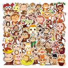Pacote de adesivos Cute Monkey Anime, vinil impermeável, 50 unidades
