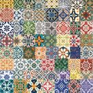 Pacote de adesivos de azulejos vintage com padrão floral exótico x50