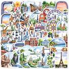 Pacote de adesivos em aquarela, viagem, 50 unidades de vinil impermeável