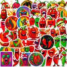 Pacote de adesivos Funny Chili Pepper, 50 unidades à prova d'água para bricolage