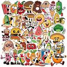 Pacote de adesivos Funny Food and Fruit, vinil impermeável, 50 unidades