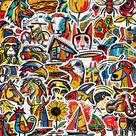 Pacote de adesivos, grafite colorido abstrato, 50 unidades à prova d'água