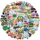 Pacote de adesivos Hippie Bus and Bike, 50 unidades de van de desenho animado retrô