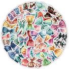 Pacote de adesivos, laço de fita em aquarela, 50 unidades para decoração DIY