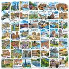 Pacote de adesivos, mapa de viagem desenhado à mão, 50 unidades à prova d'água