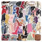 Pacote de adesivos, moda vintage, 50 peças de roupas clássicas europeias Pacote de adesivos, moda vintage, 50 peças de roupas clássicas europeias