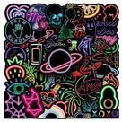 Pacote de adesivos Neon Graffiti, 50 unidades de decalques estéticos de vinil