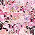 Pacote de adesivos Pink Butterfly, 50 unidades de vinil estético fofo