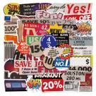 Pacote de adesivos Pop Art Cartoon, 50 unidades de decalques de tipografia retrô