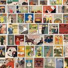 Pacote de adesivos: pôster de arte vintage, 50 unidades de estética retrô de desenho animado