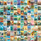 Pacote de adesivos, pôsteres de paisagem, anime, vinil impermeável, 100 unidades
