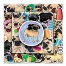 Pacote de adesivos Pug Dog, 50 peças, decalques de desenho animado para cachorros à prova d'água