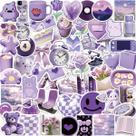 Pacote de adesivos Purple Aesthetic Cute Cartoon Vinyl 56 unidades