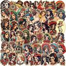 Pacote de adesivos Retro Tattoo Girl, vinil impermeável, 50 unidades