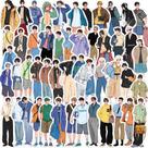 Pacote de adesivos, roupa de namorado, moda masculina, 50 unidades Pacote de adesivos, roupa de namorado, moda masculina, 50 unidades