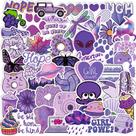 Pacote de adesivos roxo, estético, fofo, vinil de desenho animado, 50 unidades