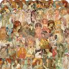 Pacote de adesivos Vintage Art Nouveau Mucha Inspired x60