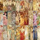 Pacote de adesivos vintage Mucha Art Nouveau, 30 unidades à prova d'água Pacote de adesivos vintage Mucha Art Nouveau, 30 unidades à prova d'água