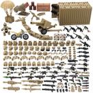 Pacote de armas militares com contêiner de carga, equipamento militar, capacete, armadura, 325 unidades, vários acessórios militares, brinquedos de blocos de construção compatíveis com as principais marcas de figuras de soldados (Desert Tan)
