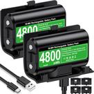 Pacote de bateria recarregável do controlador Xbox One com 4 capas traseiras: cabo de carregamento USB C 2 x 4800mWh, kit de bateria e carregador para Xbox Series X/S Skin
