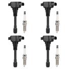 Pacote de bobina de ignição e vela de ignição Iridium para Nissan 2.5L