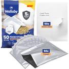 Pacote de bolsas Mylar Wallaby 1L (50x) com etiquetas seláveis a quente