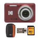 Pacote de câmera digital Kodak PIXPRO Friendly Zoom FZ55 (vermelha) com estojo para câmera, cartão de memória SDHC UHS-I U1 classe 10 de 32 GB e leitor de cartão USB 2.0 (4 itens) Pacote de câmera digital Kodak PIXPRO Friendly Zoom FZ55 (vermelha) com estojo para câmera, cartão de memória SDHC UHS-I U1 classe 10 de 32 GB e leitor de cartão USB 2.0 (4 itens)