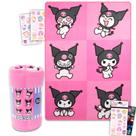 Pacote de cobertor Hello Sanrio Kuromi Fleece com adesivos Hello Kitty