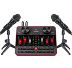 Pacote de microfone de podcast Mixer de áudio Tenlamp G1 com 2 microfones