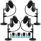 Pacote de microfone de podcast Movo Podpak4t com 4 microfones condensadores