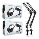 Pacote de microfone de podcast Zoom ZDM-1 para 2 pessoas com fones de ouvido e braços de som Pacote de microfone de podcast Zoom ZDM-1 para 2 pessoas com fones de ouvido e braços de som