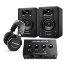 Pacote de Monitores de Estúdio M-AUDIO BX4 com Bluetooth, Interface de Áudio XLR Dupla e Fones de Ouvido
