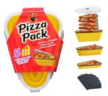 Pacote de pizza: recipiente de armazenamento de pizza reutilizável com 5 bandejas amarelas