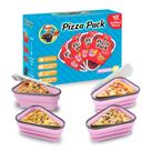 Pacote de pizza: recipiente de armazenamento de pizza reutilizável com 5 bandejas rosa
