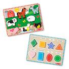 Pacote de quebra-cabeça Melissa e Doug Chunky de 8 peças Farm & Shapes
