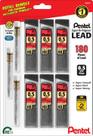 Pacote de recarga Pentel Super Hi-Polymer HB 0,5 mm de chumbo 6x30 + 3x4 borrachas