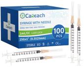 Pacote de seringa Careach 100, 1 ml, 25 Ga, 1 polegada com curvatura grande Pacote de seringa Careach 100, 1 ml, 25 Ga, 1 polegada com curvatura grande