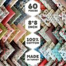 Pacote de tecido Fabricstown Patchwork 60 unidades de algodão 20x20cm Pacote de tecido Fabricstown Patchwork 60 unidades de algodão 20x20cm