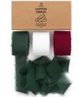 Pacote de tecido Vitalizart Christmas Ribbon Chiffon Silk Franjas de 1" x 21 jardas (3 rolos * 7 jardas) para convites de casamento, buquês de noiva, decorações, embrulhamento de presentes e confecção de laços, verde, vermelho e branco Pacote de tecido Vitalizart Christmas Ribbon Chiffon Silk Franjas de 1" x 21 jardas (3 rolos * 7 jardas) para convites de casamento, buquês de noiva, decorações, embrulhamento de presentes e confecção de laços, verde, vermelho e branco