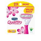 Pacote Econômico Schick Quattro Feminino - 8 Unidades com Recargas