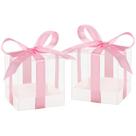 Pacote Favor Boxes Hxezoc, 50, 5 x 5 x 5 cm, Clear Candy com fita rosa