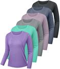 Pacote feminino Rash Guard Kinglaman Quick Dry Fit UPF 50+ com 6 Pacote feminino Rash Guard Kinglaman Quick Dry Fit UPF 50+ com 6