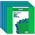 Pacote múltiplo de placas de base Building Bricks Bestoyz, pacote com 8, azul e verde Pacote múltiplo de placas de base Building Bricks Bestoyz, pacote com 8, azul e verde
