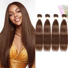 Pacotes de cabelo ALLRUN Brown Straight 4 pacotes 30-40cm 100g