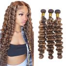 Pacotes de cabelo Biottihair Highlight Honey Brown Deep Wave