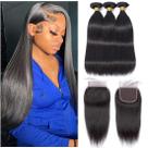 Pacotes de cabelo com fecho Feibin Straight 30 35 40+40cm