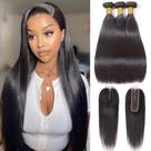 Pacotes de cabelo e fecho BICNGA Brazilian Straight 16-20