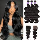 Pacotes de cabelo + fecho 10A Body Wave 100% cabelo humano virgem