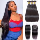 Pacotes de cabelo + Fecho BICNGA Brazilian Straight 10A 40-76cm